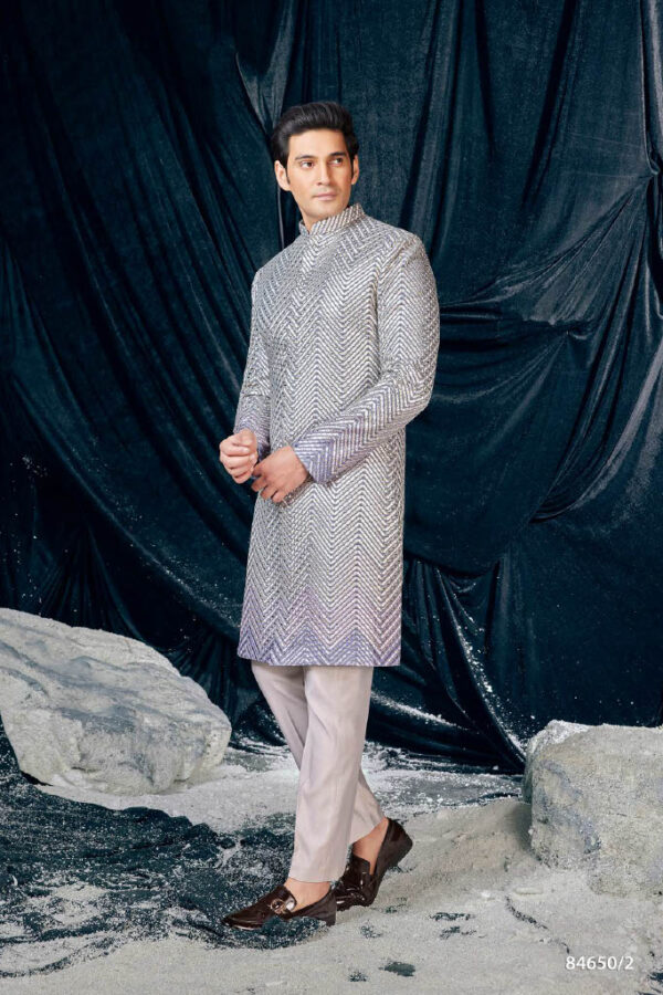 lavender shaded achkan