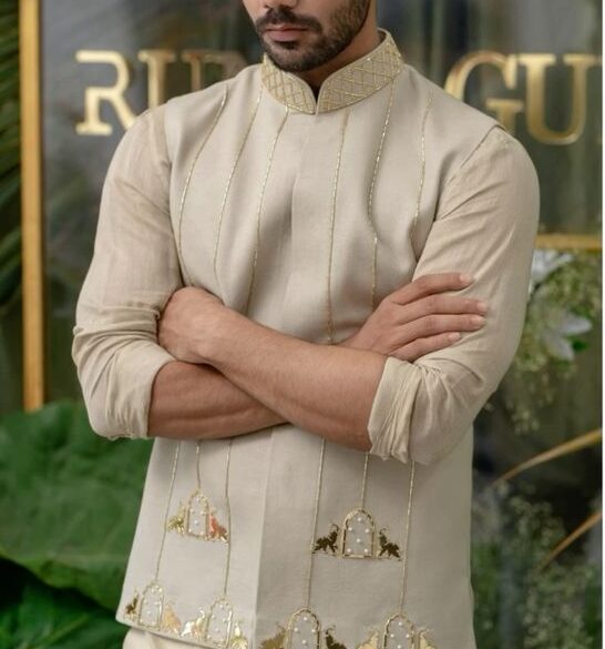 kurta pajama jacket for haldi
