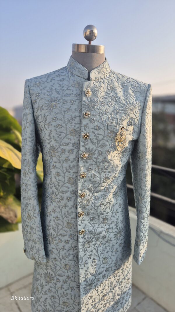 Pastel blue sherwani - Image 3
