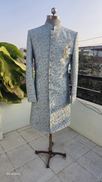 pastel blue sherwani