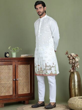 Embroidered mario kurta