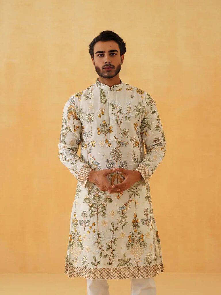 Cream georgette kurta