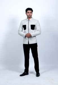 Textured Bandhgala Jacket with Zip