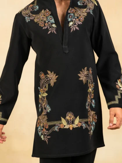 Black Embroidered kapil sharma Kurta Set