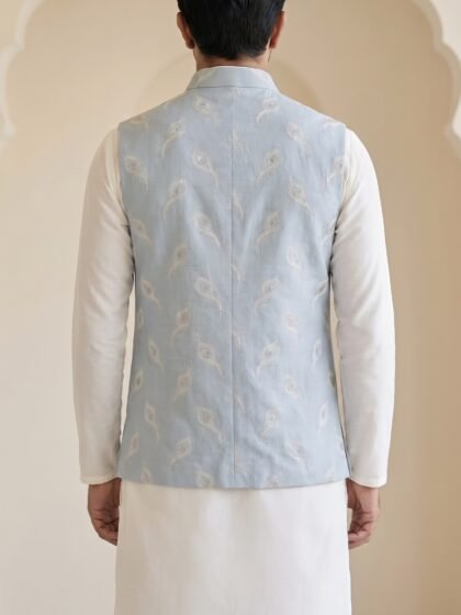Sky Blue Paisley Nehru Jacket