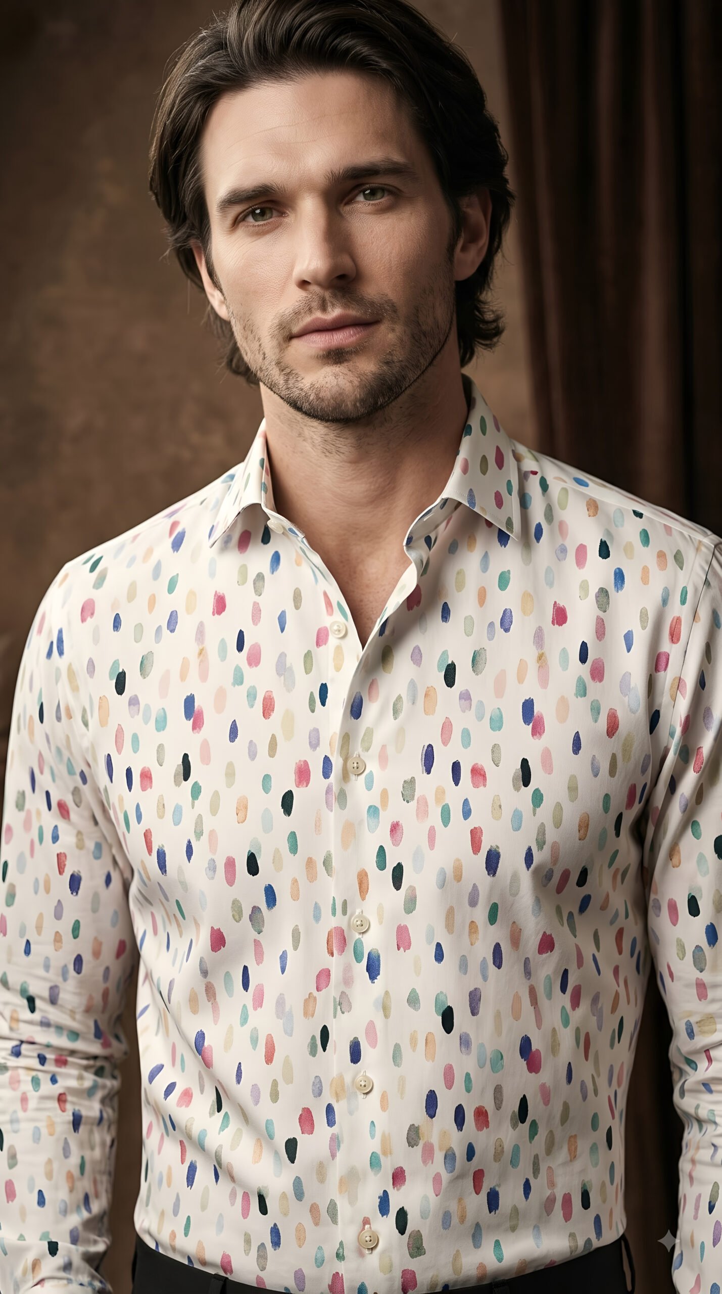 Men's Premium Multicolor Dot Print Cotton Shirt